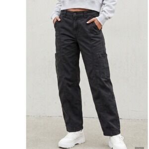 American Eagle Stovepipe Stretch Cargo Pants Black Straight Leg Womens 8 Regular